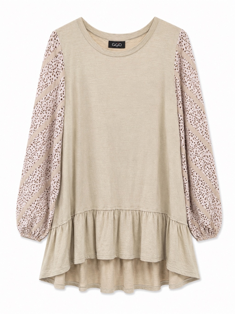 GiGio USA NWT Tiered Ruffle Top Leopard Balloon Sleeves